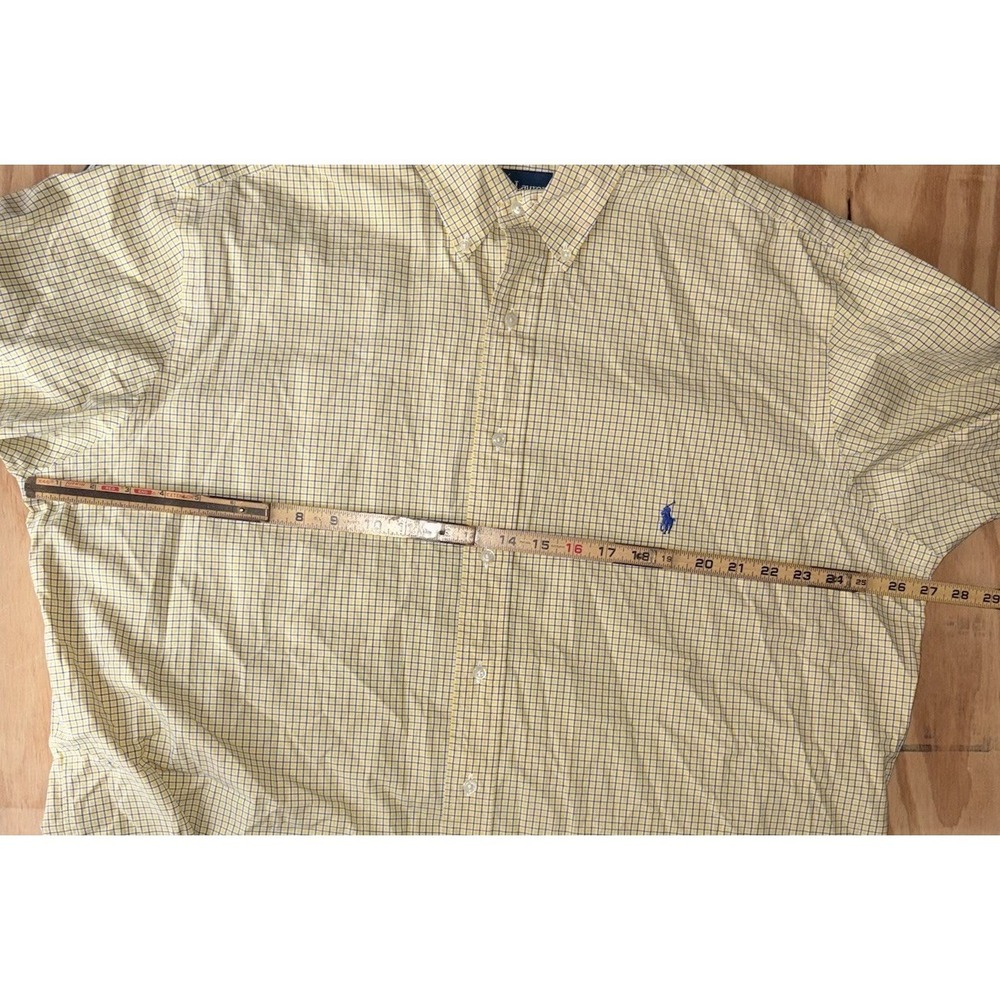 Polo Ralph Lauren Short Sleeve Blue‎ Yellow Plaid Button Down XLT Tall Classic - Picture 3 of 9